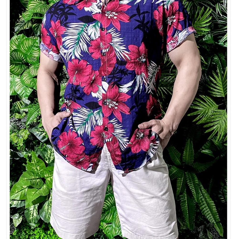 Hawaiian Floral Button-Up Shirt, spring break, cruise, vacation, fraternity